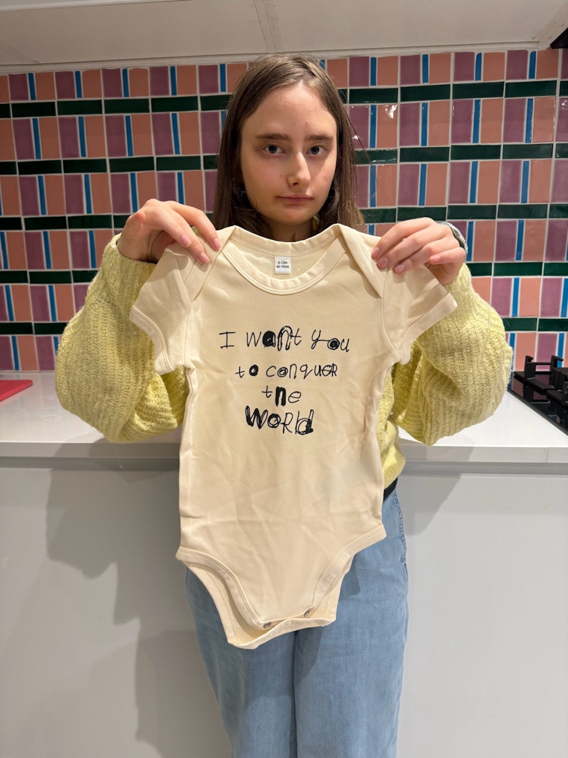 BABY BODYSUIT - I WANT YOU TO CONQUER THE WORLD by NOTES BY PIPER