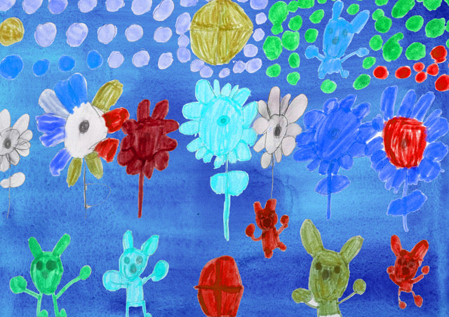 T-TOWEL - FLOWERS AND BUNNIES BY REVERE ARTIST, Beth Beaumont-Epstein